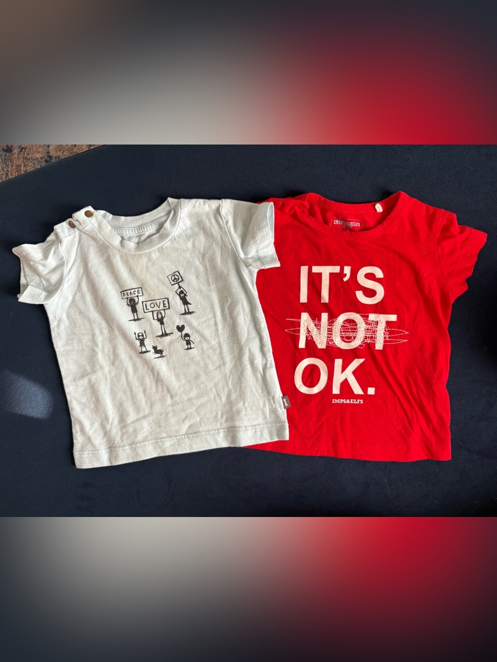 Imps & Elfs baby Red Graphic Tee’s- 9-12 months